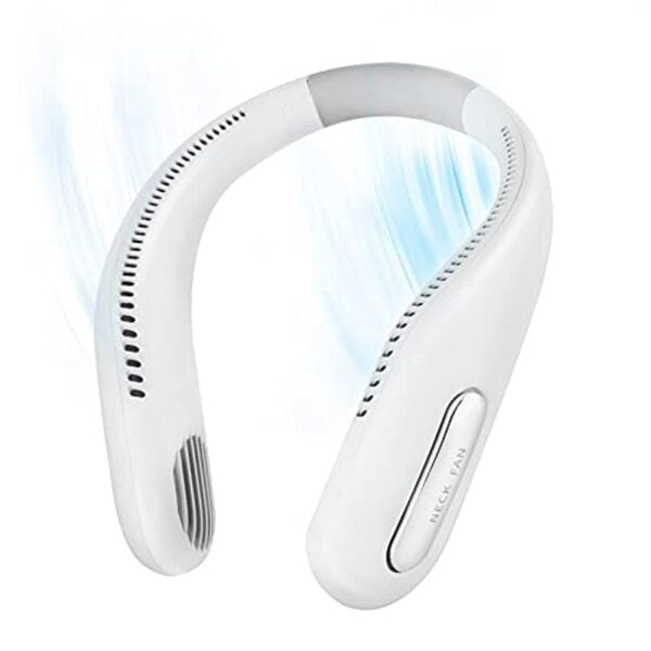 Bladeless Neck Fan - Portable Hands-Free 360° Cooling Device for Travel, Sports, and Office - White