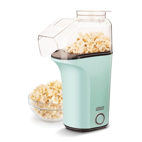 DASH Aqua Hot Air Popcorn Popper with Butter Melting Tray and Measuring Cup, 16 Cups