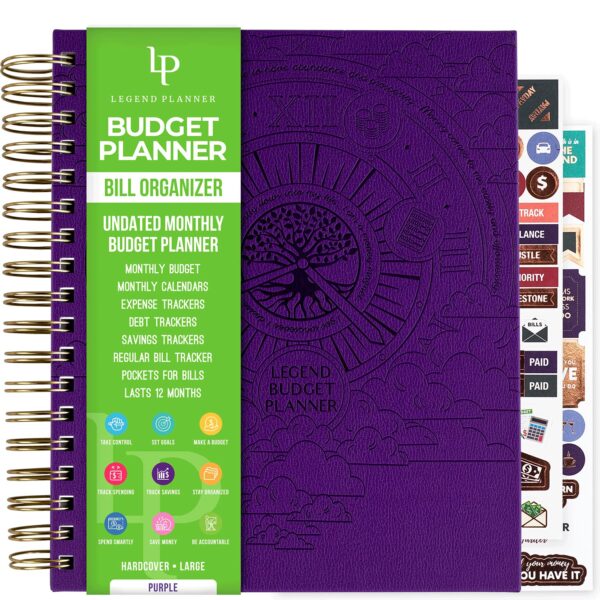 Deluxe Financial Planner & Budget Organizer with Pockets – Comprehensive Money Management Book for Household Budgeting & Expense Tracking - Large, 8x9.5”