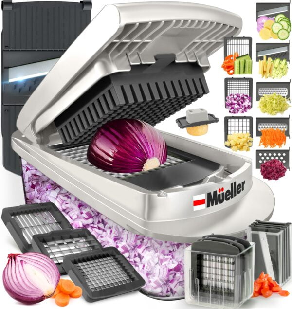 Mueller Pro-Series 10-in-1 Vegetable Chopper & Slicer Set - Essential Kitchen Gadget for Effortless Meal Prep