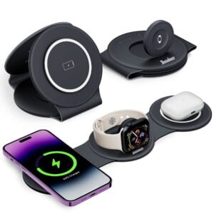 3-in-1 Wireless Charging Station for Apple Devices - Portable Foldable Charger for iPhone, Apple Watch, and Airpods
